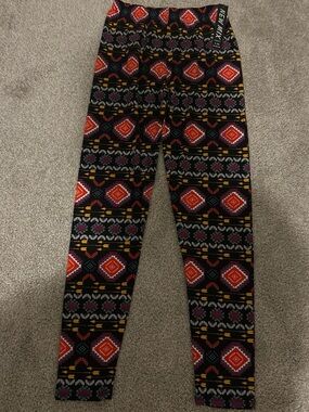 Aztec Print Leggings with Red & Yellow Accents